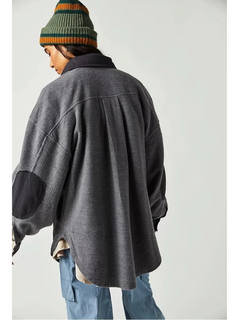 Free People Ruby Jacket in Incense Medium Oversized Shacket Grunge 90s Grey - Picture 3 of 9